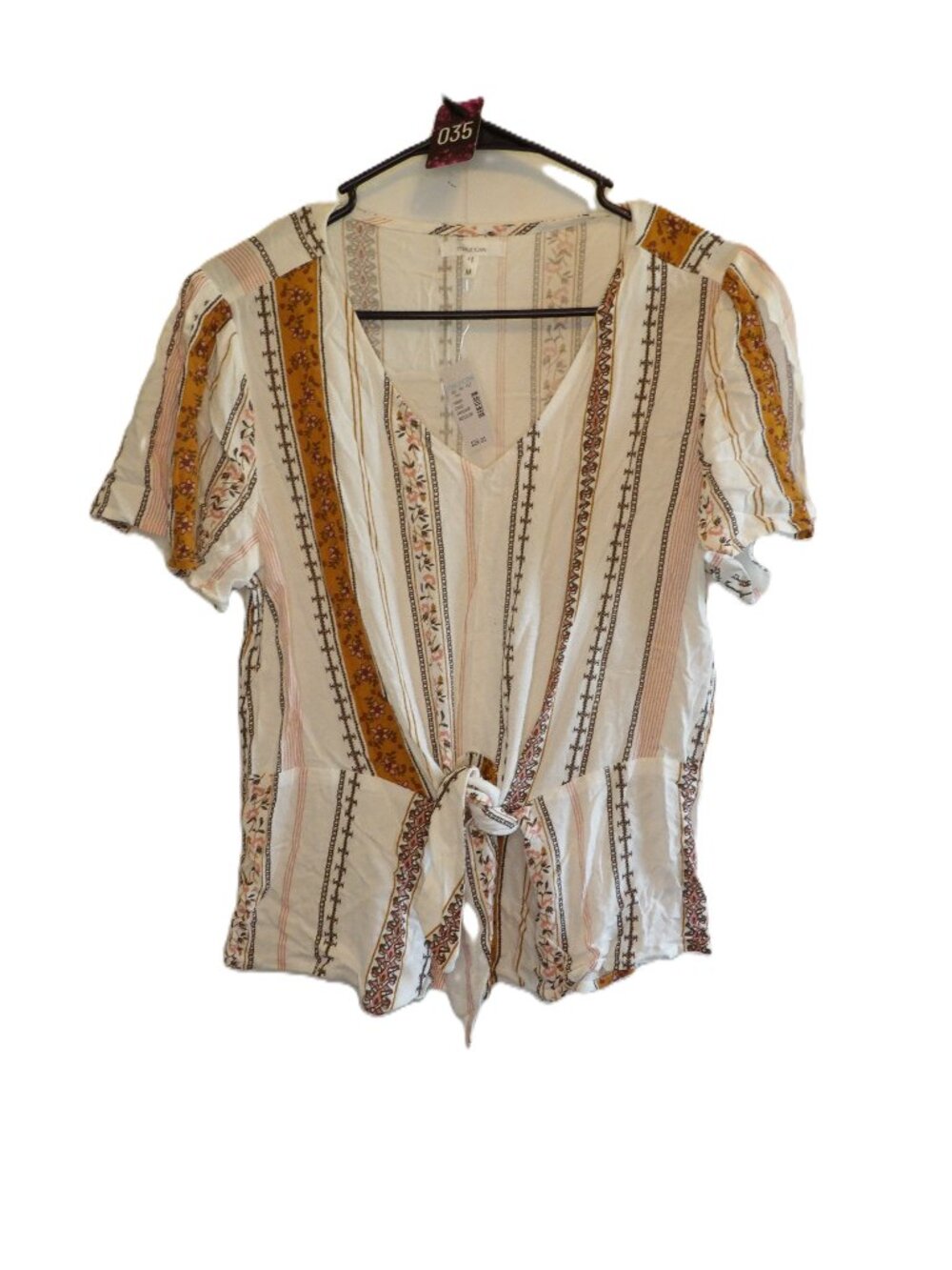 Maurices, NWT white striped floral blouse (Women's Medium)
